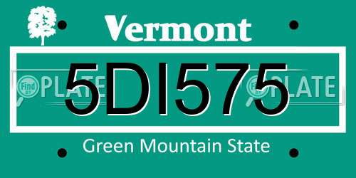 5DI575 Vermont License Plate