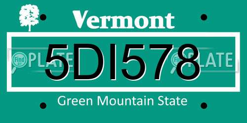 5DI578 Vermont License Plate