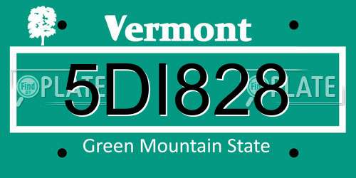 5DI828 Vermont License Plate