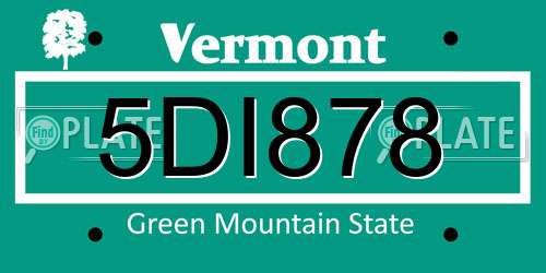 5DI878 Vermont License Plate