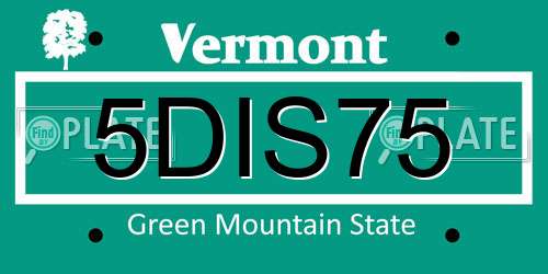 5DIS75 Vermont License Plate