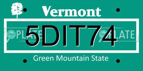 5DIT74 Vermont License Plate
