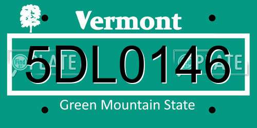 5DL0146 Vermont License Plate
