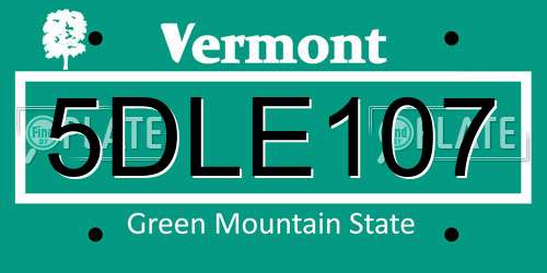 5DLE107 Vermont License Plate