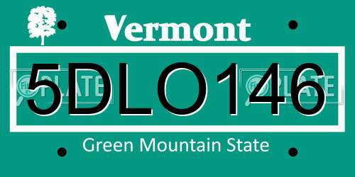 5DLO146 Vermont License Plate