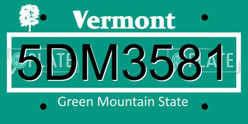 5DM3581 Vermont License Plate