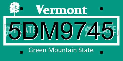 5DM9745 Vermont License Plate