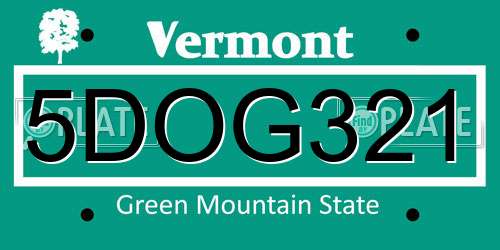 5DOG321 Vermont License Plate