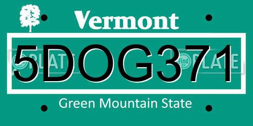 5DOG371 Vermont License Plate