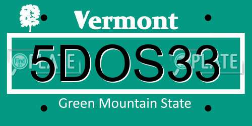 5DOS33 Vermont License Plate