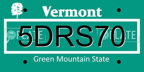 5DRS70 Vermont License Plate