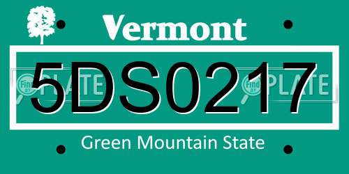 5DS0217 Vermont License Plate