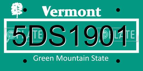 5DS1901 Vermont License Plate