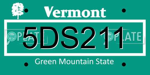 5DS211 Vermont License Plate