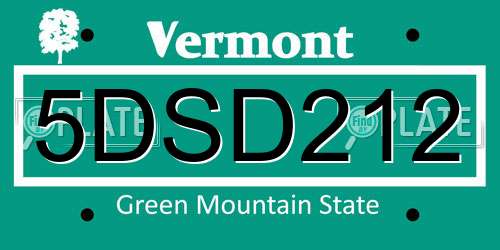 5DSD212 Vermont License Plate