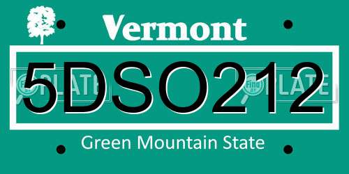 5DSO212 Vermont License Plate