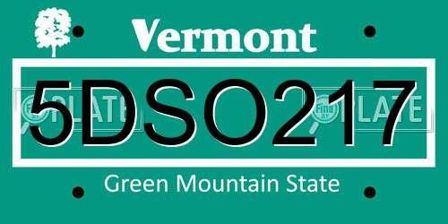 5DSO217 Vermont License Plate