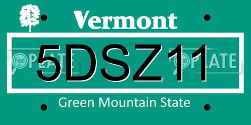 5DSZ11 Vermont License Plate