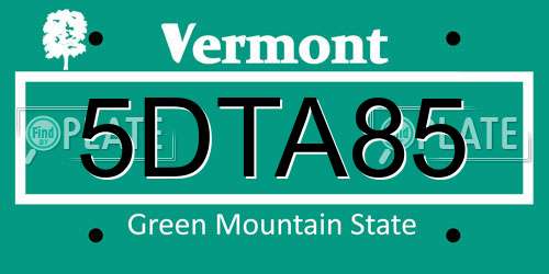5DTA85 Vermont License Plate