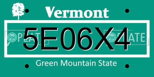 5E06X4 Vermont License Plate