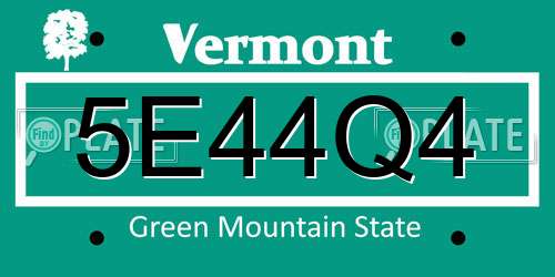 5E44Q4 Vermont License Plate