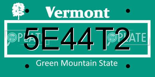 5E44T2 Vermont License Plate