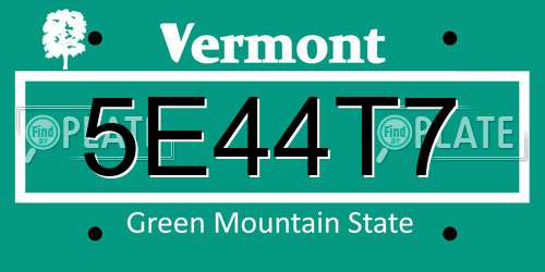 5E44T7 Vermont License Plate
