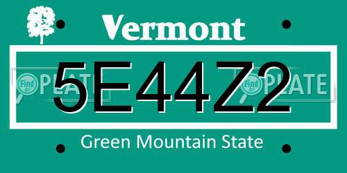 5E44Z2 Vermont License Plate