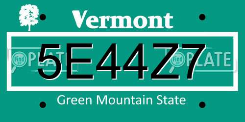 5E44Z7 Vermont License Plate