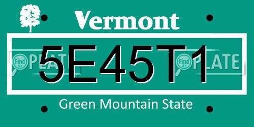 5E45T1 Vermont License Plate