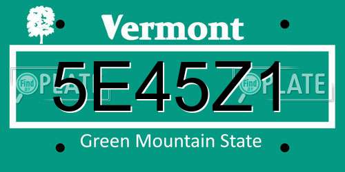5E45Z1 Vermont License Plate