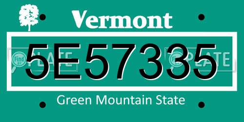 5E57335 Vermont License Plate