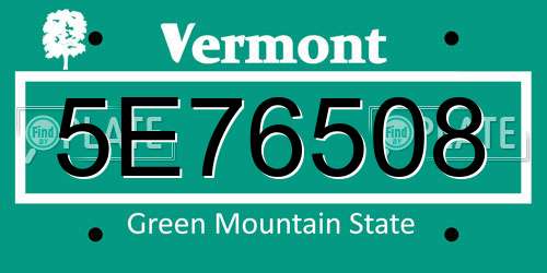 5E76508 Vermont License Plate
