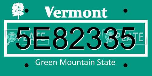 5E82335 Vermont License Plate