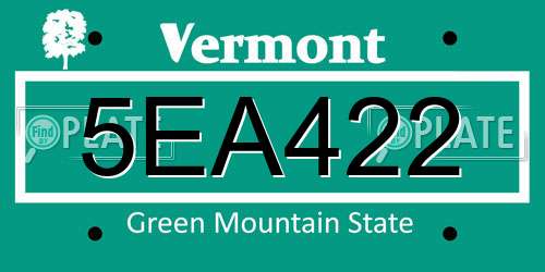 5EA422 Vermont License Plate