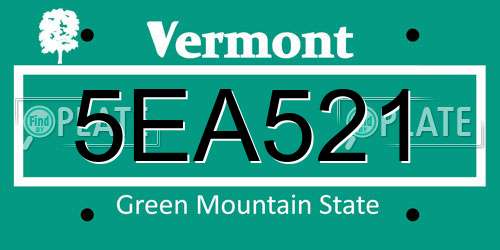 5EA521 Vermont License Plate