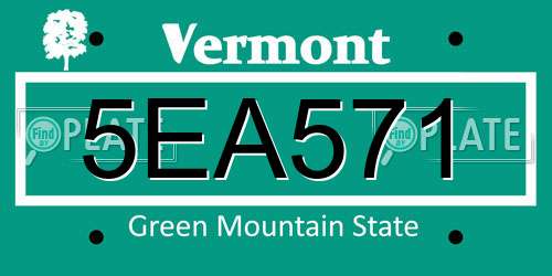 5EA571 Vermont License Plate