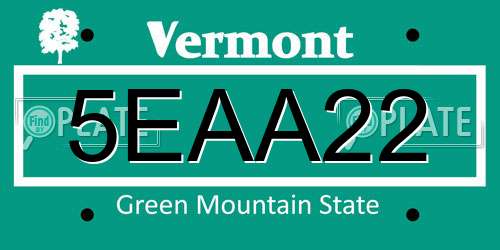 5EAA22 Vermont License Plate