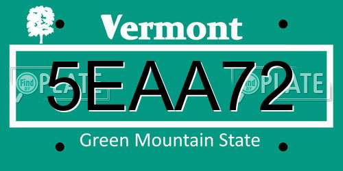 5EAA72 Vermont License Plate