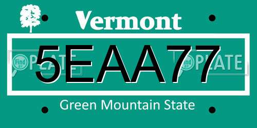 5EAA77 Vermont License Plate