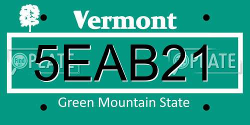 5EAB21 Vermont License Plate