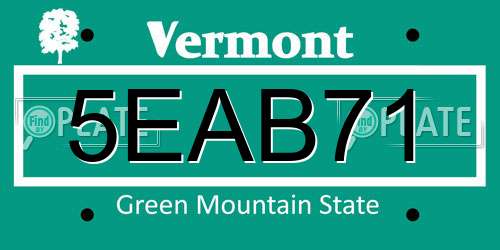 5EAB71 Vermont License Plate