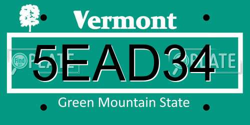 5EAD34 Vermont License Plate