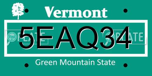 5EAQ34 Vermont License Plate