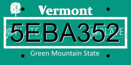 5EBA352 Vermont License Plate