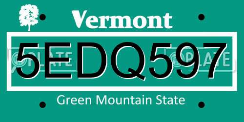 5EDQ597 Vermont License Plate