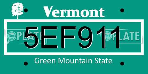 5EF911 Vermont License Plate