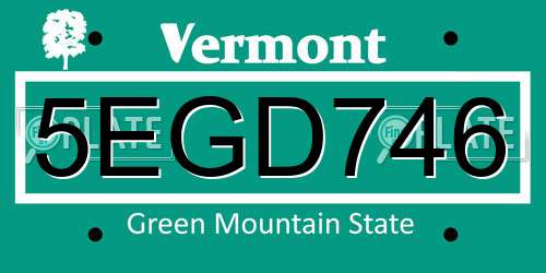 5EGD746 Vermont License Plate