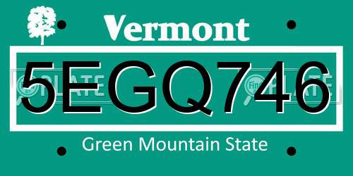 5EGQ746 Vermont License Plate