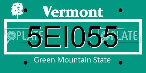 5EI055 Vermont License Plate